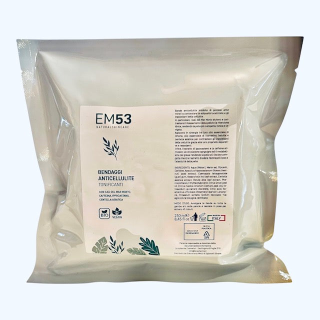 EM53-Bende ANTICELLULITE con sali del Mar Morto, caffeina, ippocastano, centella asiatica: 2 bende 250m.