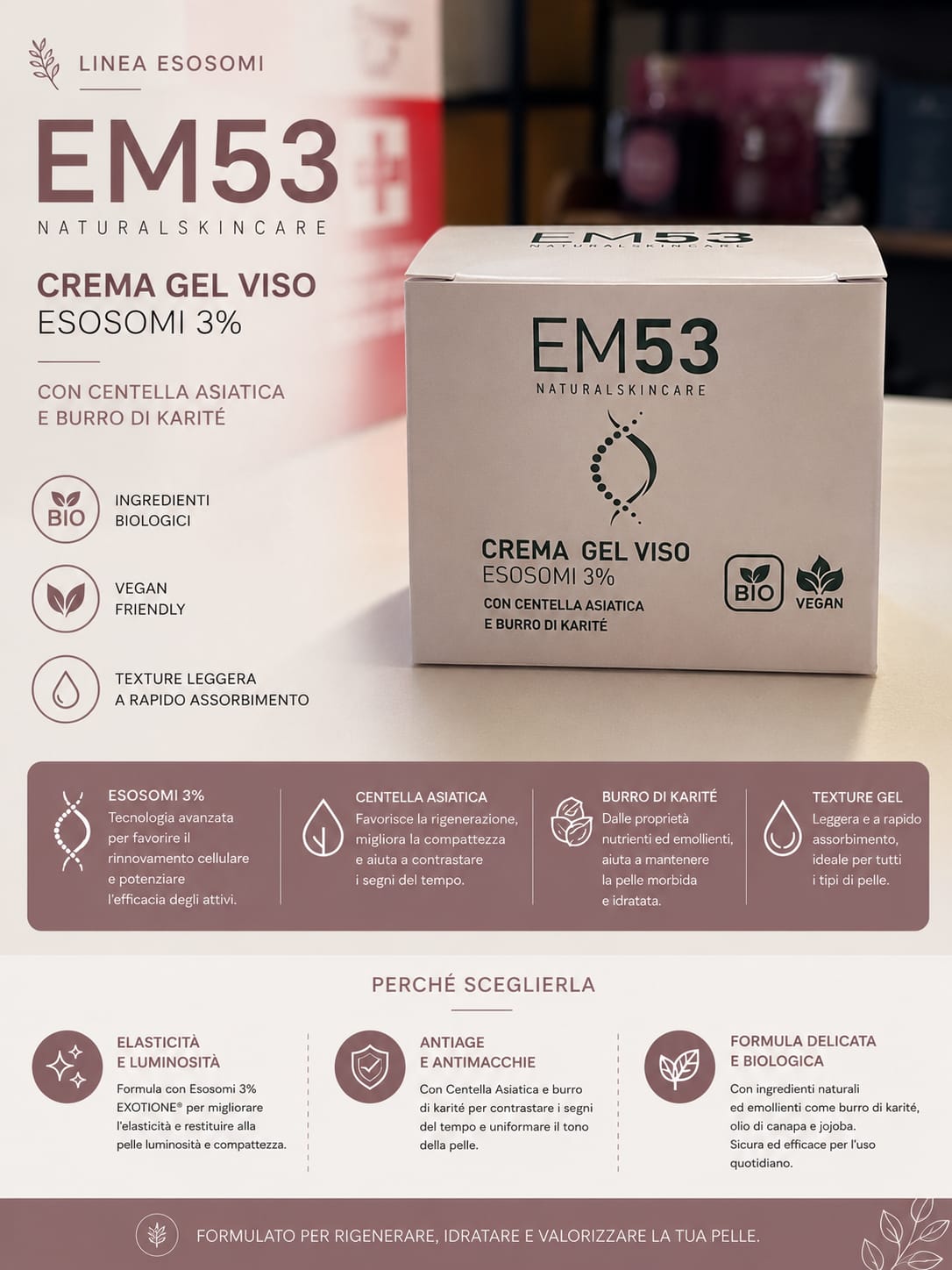 Crema Viso Gel con Esosomi 3% Antiage & Antimacchie
